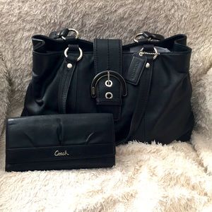 COPY - Black leather Coach purse with matching wallet